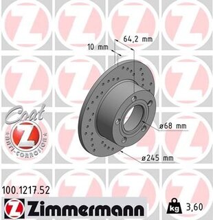 Kotouč zadní SUPERB I., ZIMMERMANN 100.1217.52