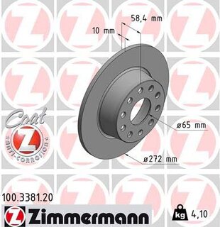 Kotouč zadní KAROQ, ZIMMERMANN 100.3381.20