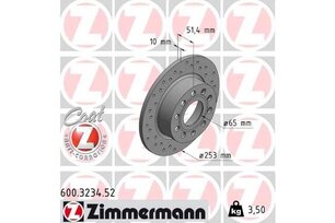 Kotouč brzdový zadní sport OCTAVIA II., ZIMMERMANN 600.3234.52