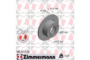Kotouč zadní SUPERB I., ZIMMERMANN 100.1217.52